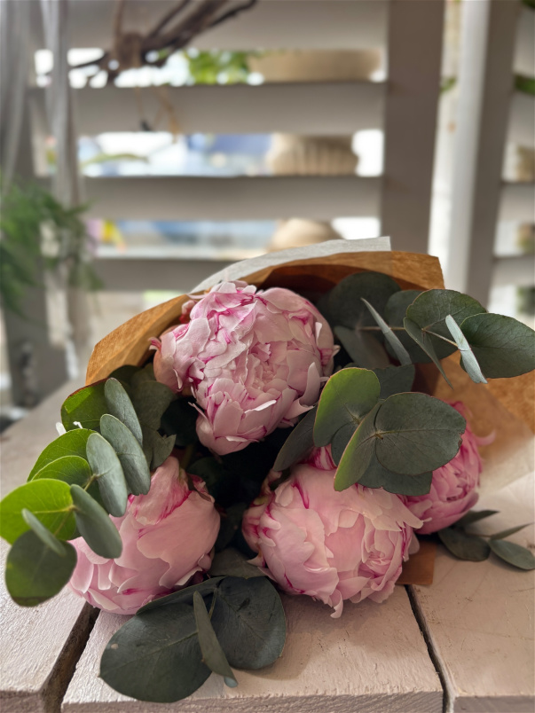 Hand-tied Bouquets | Peony and Eucalyptus