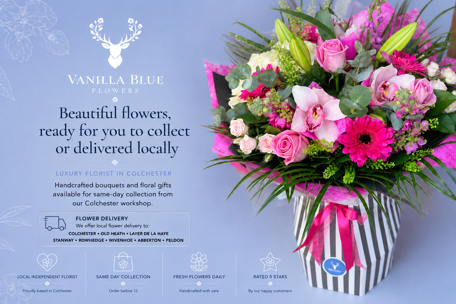 Vanilla Blue Flowers | Colchester | Home
