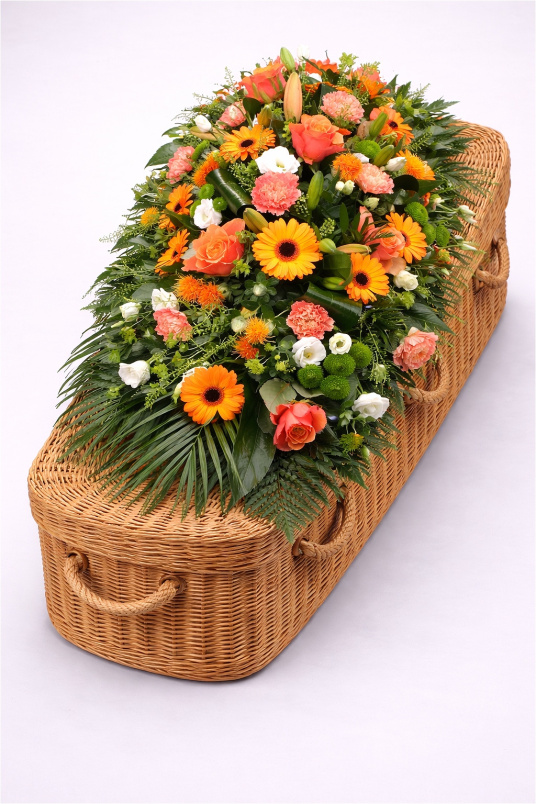 Casket Sprays | Funeral Flowers | Orange Casket Spray
