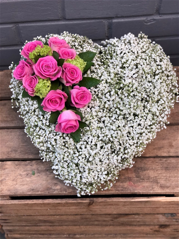 Funeral Flowers | Heart Tributes | Gypsophlia Heart