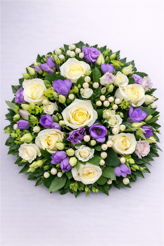 Funeral Flowers | Funeral Posy’s | White Rose & Lilac Freesia Posy