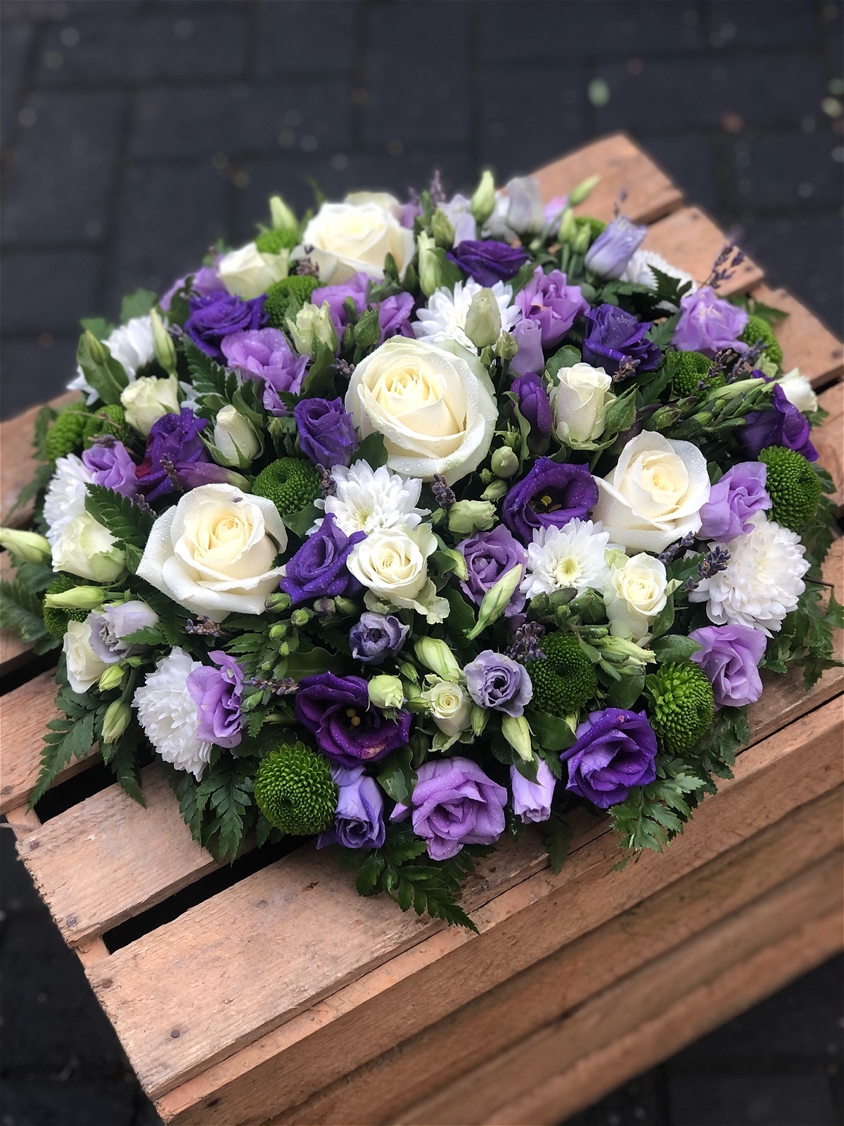 Rose And Freesia Posy Funeral Flowers Vanilla Blue Flowers