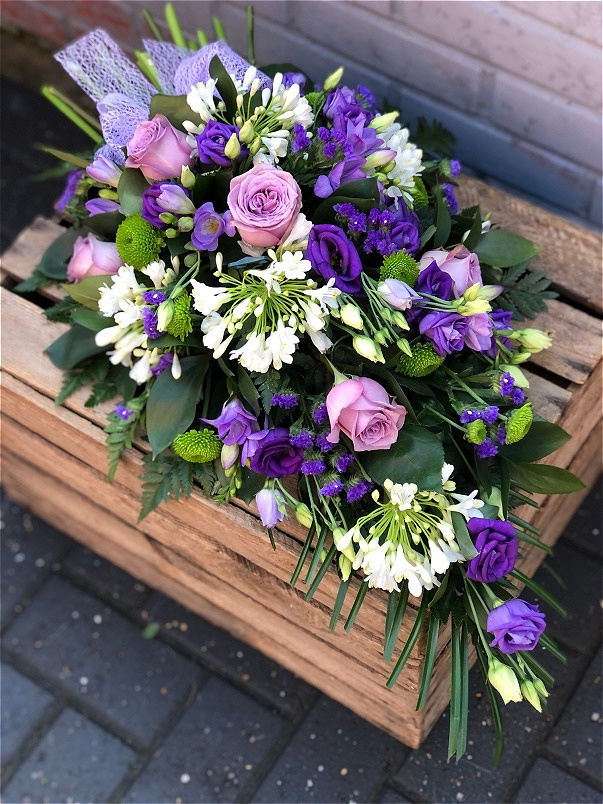Funeral Flowers | Teardrop Sprays | Purple Teardrop Spray
