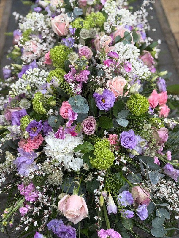 Casket Sprays | Funeral Flowers | Pink & Lilac Casket Spray
