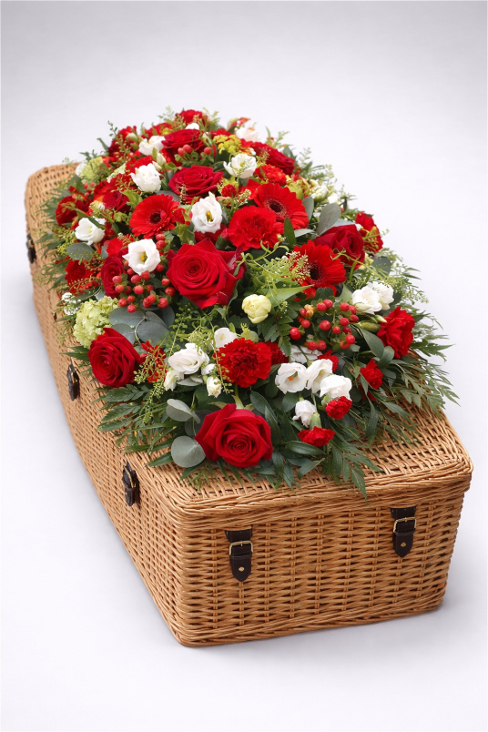 Casket Sprays | Funeral Flowers | Red Coffin Spray