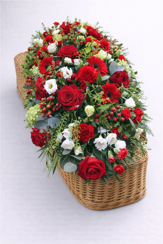 Casket Sprays | Funeral Flowers | Red Coffin Spray