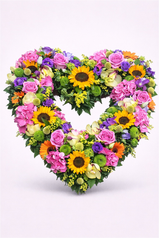 Funeral Flowers | Heart Tributes | Summer Style Open Heart