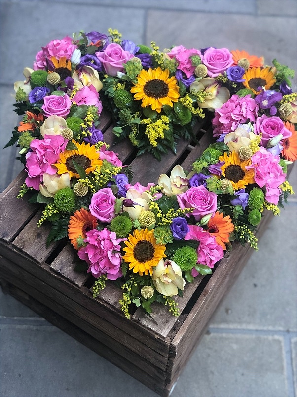 Funeral Flowers | Heart Tributes | Summer Style Open Heart