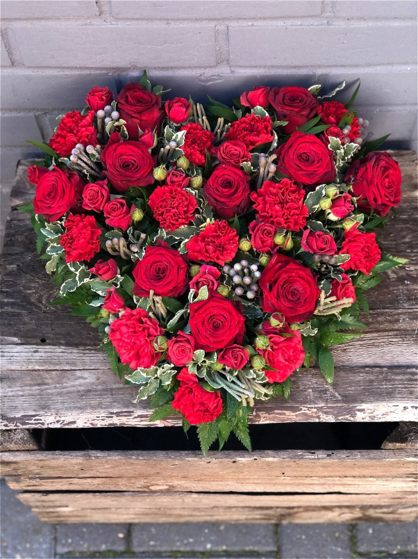 Funeral Flowers | Heart Tributes | Rose and Carnation Heart