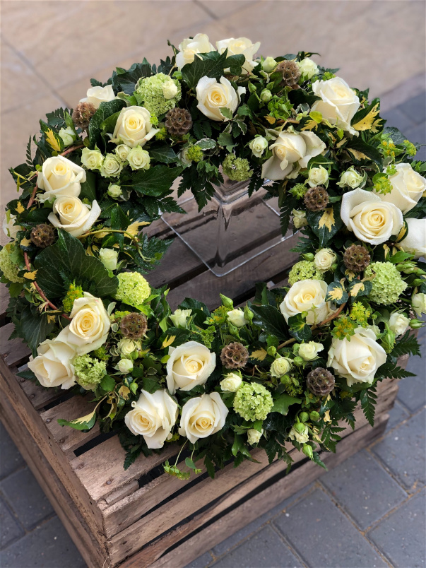 Funeral Flowers | Wreaths | Rustic Rose Wreath