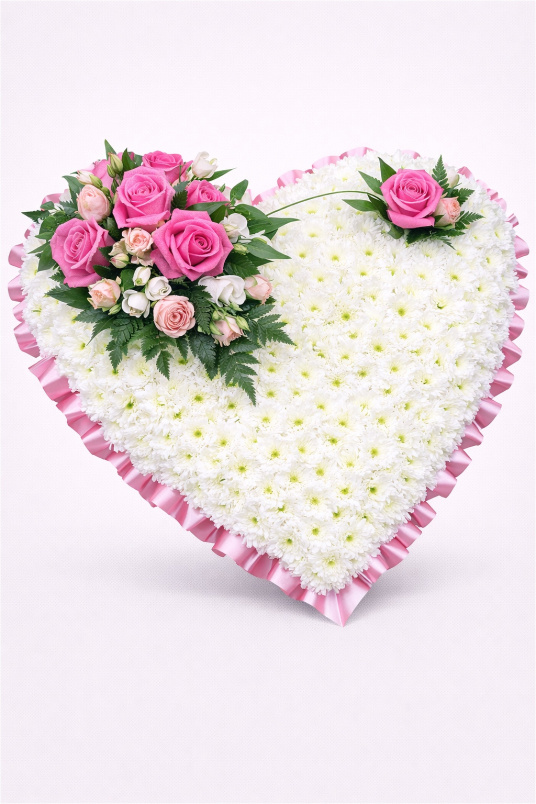 Funeral Flowers | Heart Tributes | Pink Based Heart
