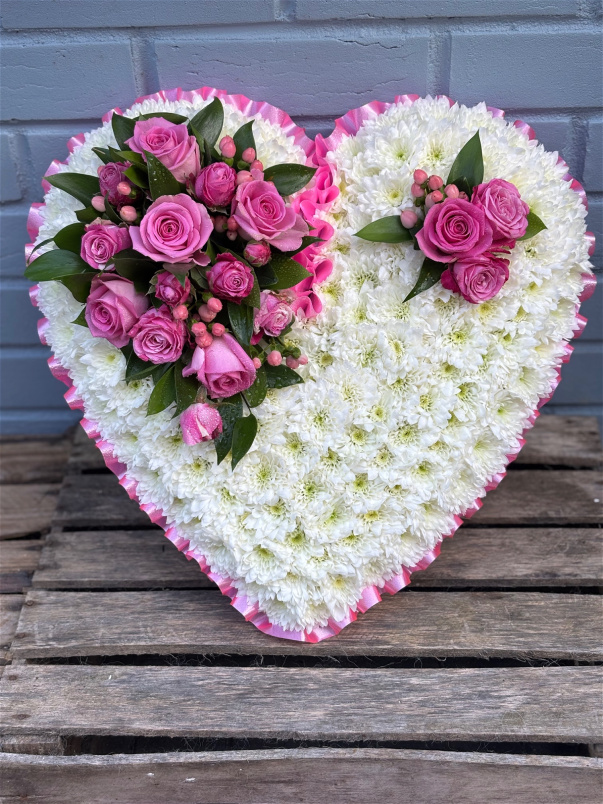 Funeral Flowers | Heart Tributes | Pink Based Heart