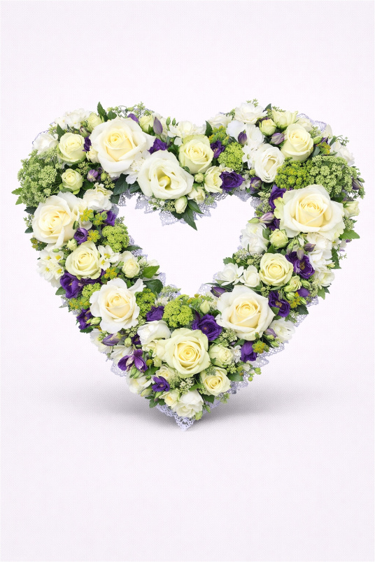 Funeral Flowers | Heart Tributes | Purple Open Heart