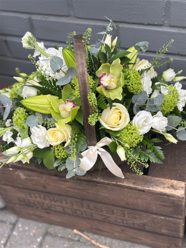 Cremation Baskets | Funeral Flowers | White Cremation Basket