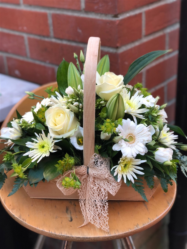 Cremation Baskets | Funeral Flowers | White Cremation Basket