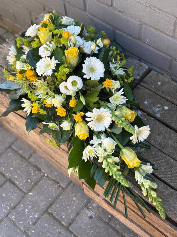 Funeral Flowers | Teardrop Sprays | Yellow Teardrop Spray