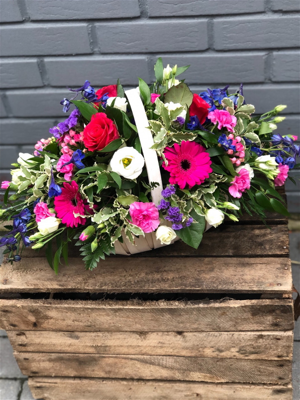 Cremation Baskets | Funeral Flowers | Pink & Purple Cremation Basket