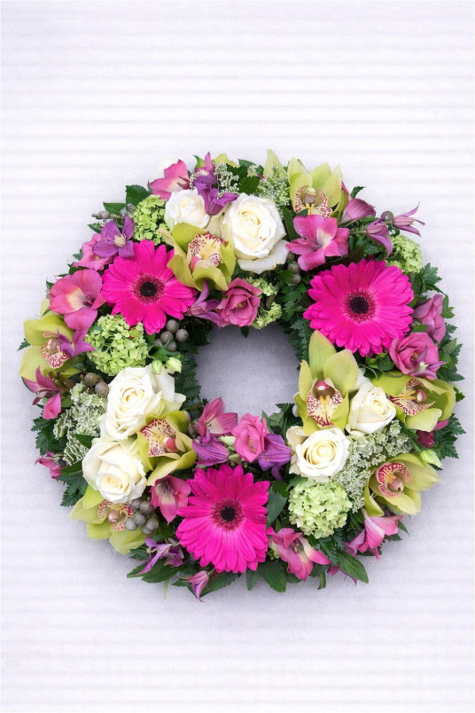 Funeral Flowers | Wreaths | Exotic Pink Wreath