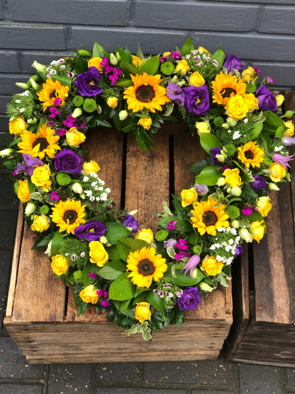 Funeral Flowers | Heart Tributes | Sunflower Open Heart