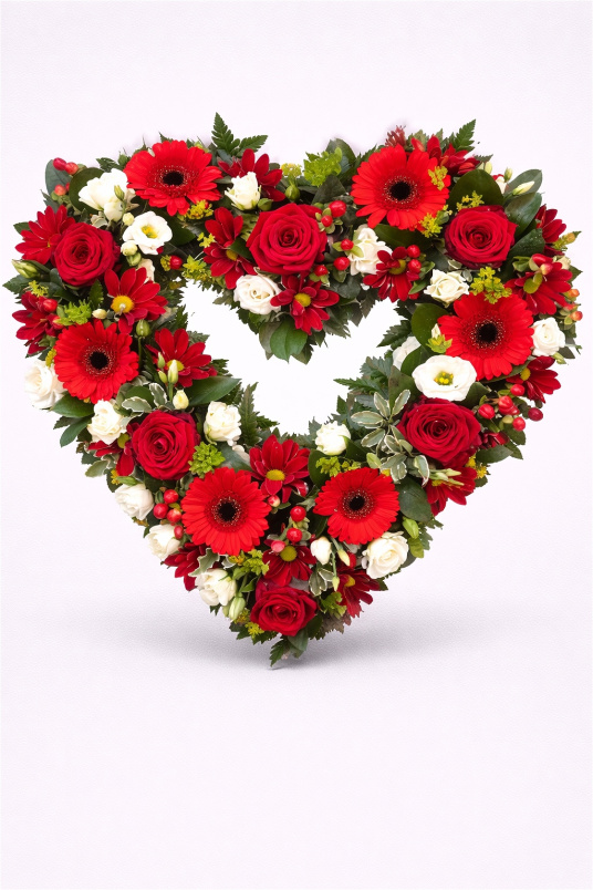 Funeral Flowers | Heart Tributes | Red Open Heart