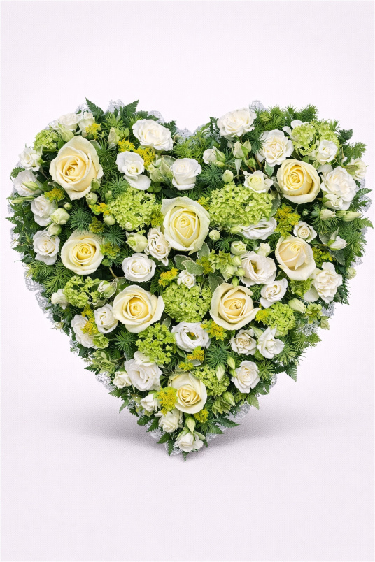 Funeral Flowers | Heart Tributes | White Loose Heart