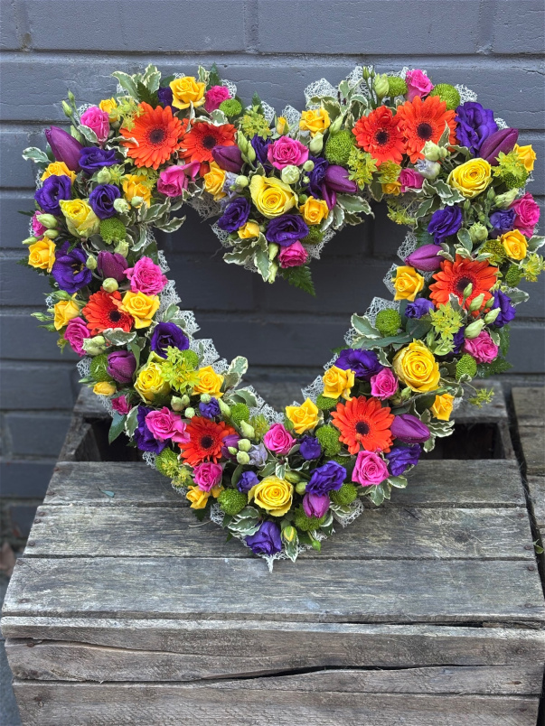 Funeral Flowers | Heart Tributes | Vibrant Open Heart