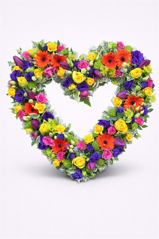 Funeral Flowers | Heart Tributes | Vibrant Open Heart
