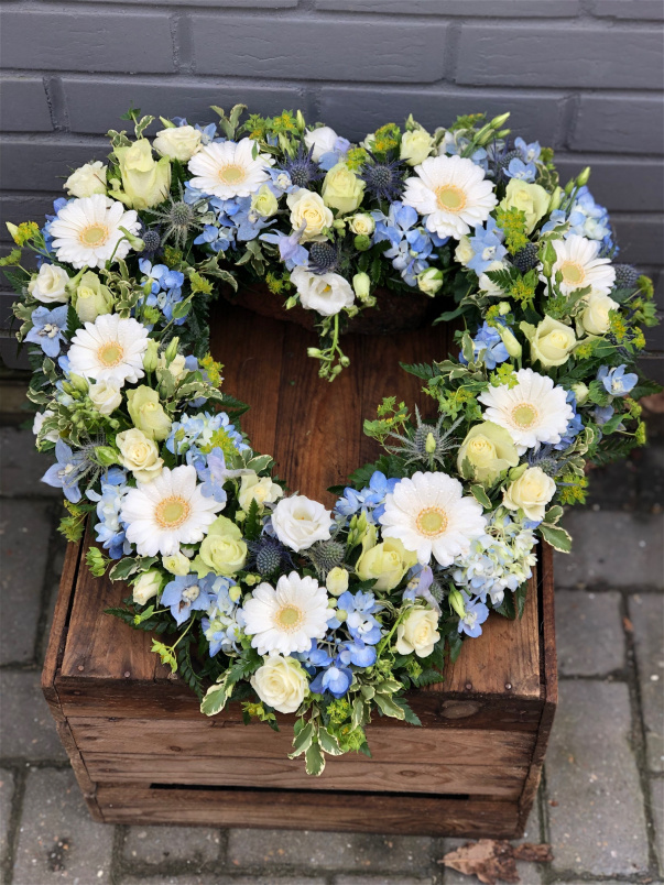 Funeral Flowers | Heart Tributes | Blue Open Heart