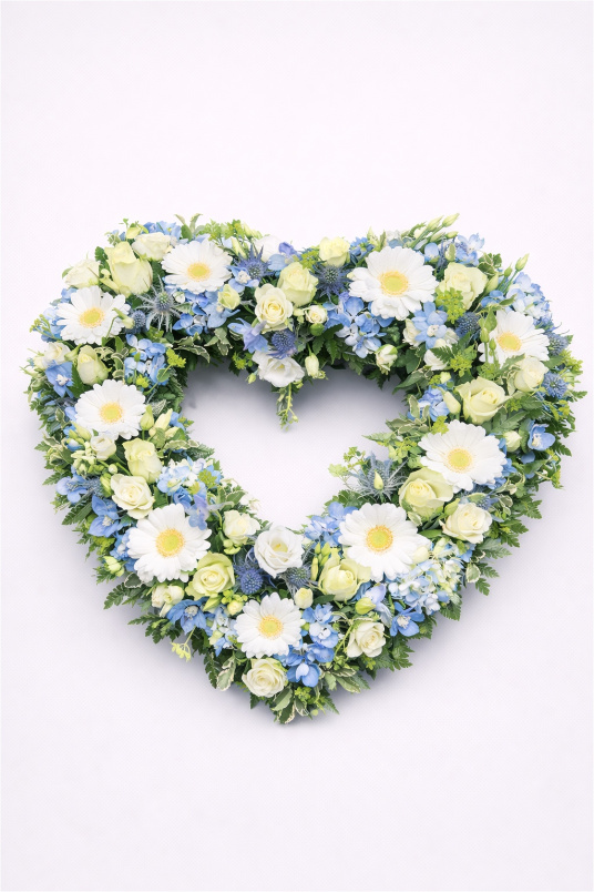 Funeral Flowers | Heart Tributes | Blue Open Heart