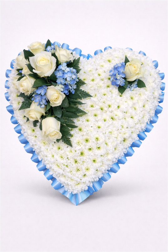 Funeral Flowers | Heart Tributes | Blue Based Heart