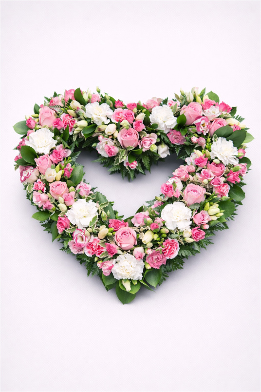 Funeral Flowers | Heart Tributes | Pink Open Heart