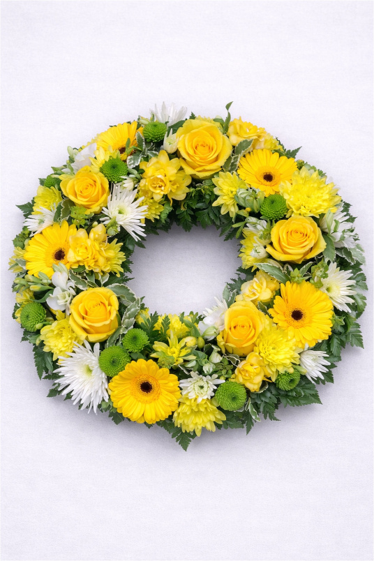 Funeral Flowers | Wreaths | Yellow Floral Wreath