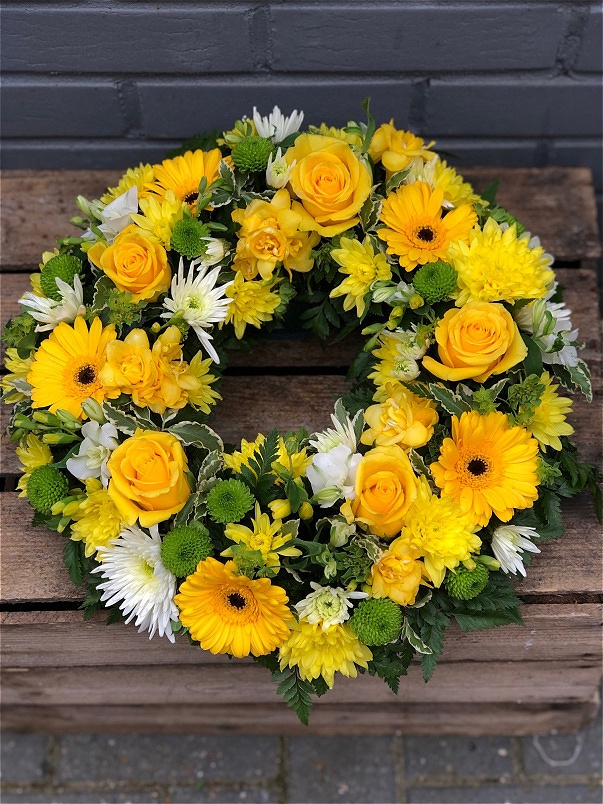 Funeral Flowers | Wreaths | Yellow Floral Wreath