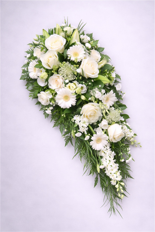 Funeral Flowers | Teardrop Sprays | White Teardrop Spray
