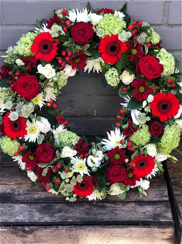 Funeral Flowers | Wreaths | Red Floral Wreath