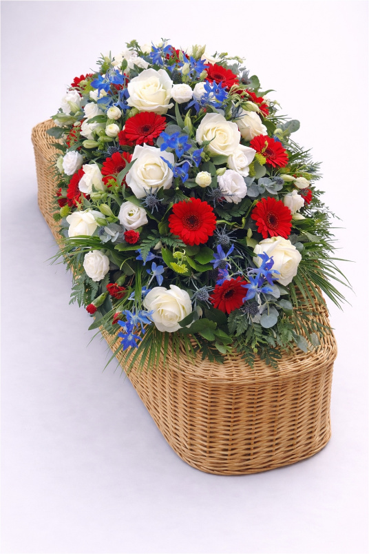 Casket Sprays | Funeral Flowers | Red, White & Blue Coffin Spray