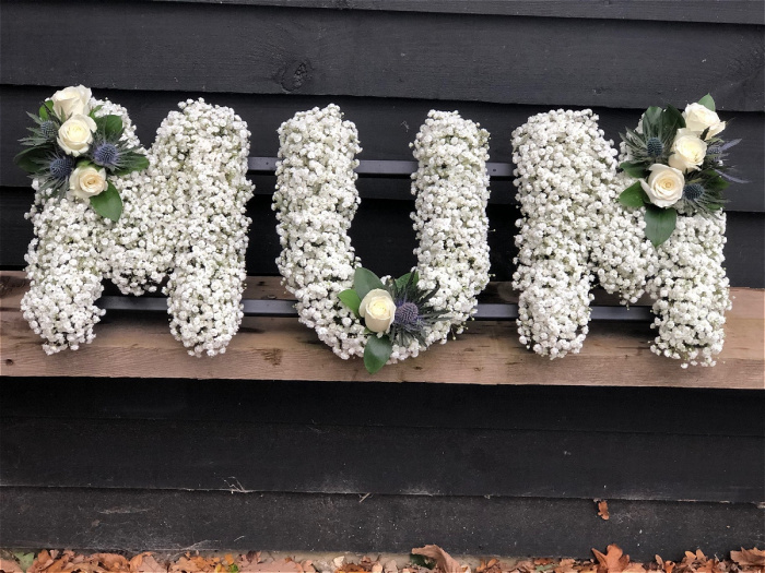 Funeral Flowers | Funeral Letters | Mum Gypsophlia Letters