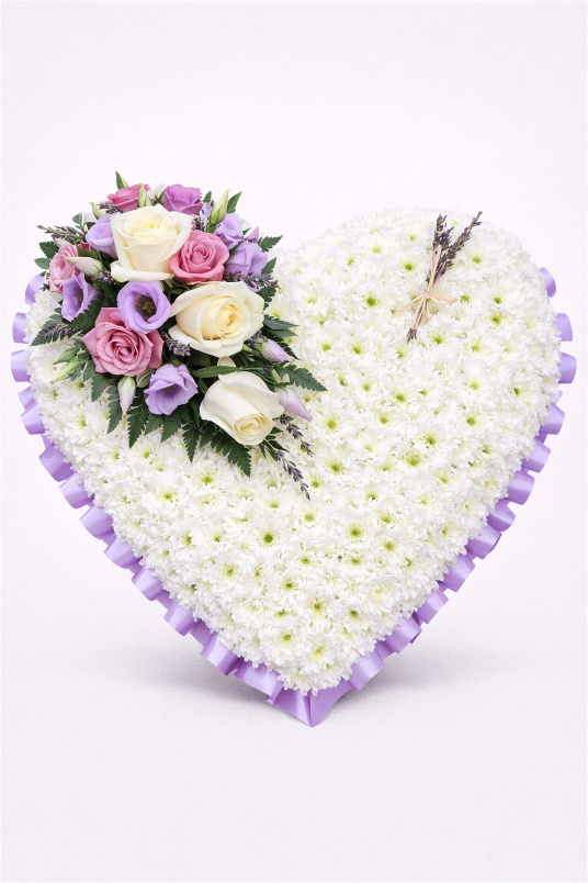 Funeral Flowers | Heart Tributes | Lilac Based Heart