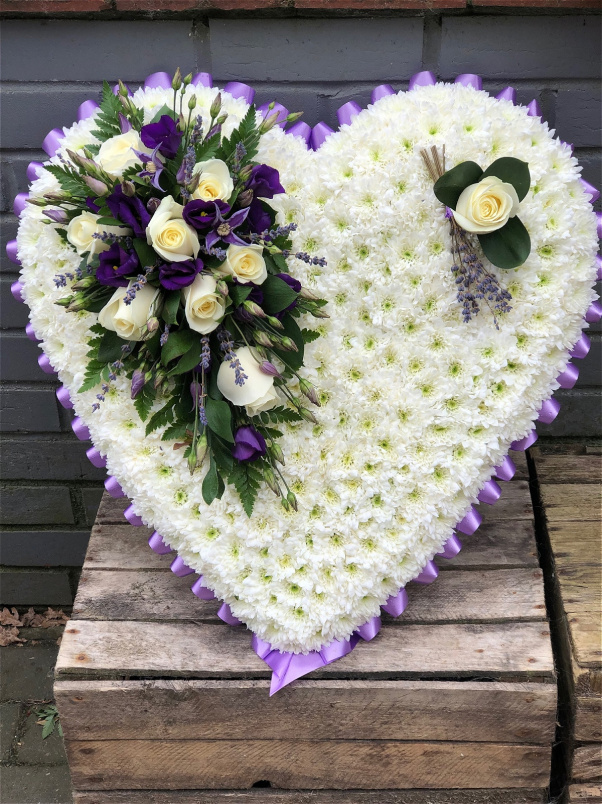 Funeral Flowers | Heart Tributes | Purple Based Heart