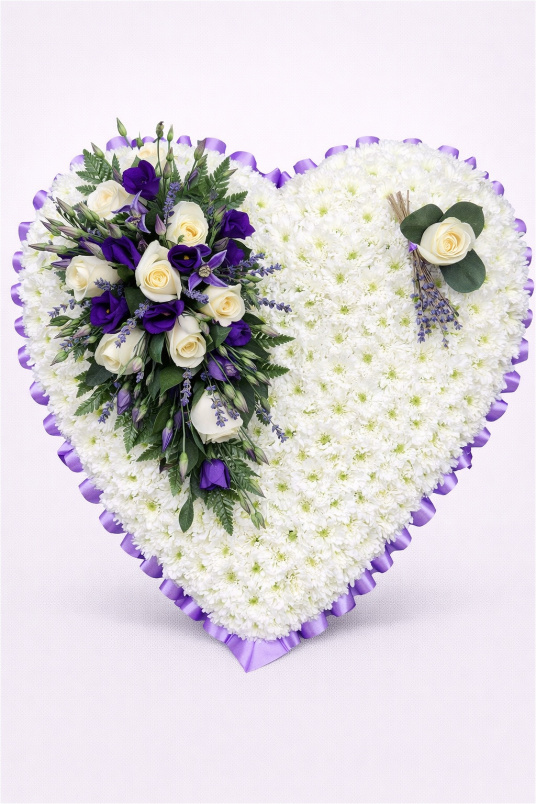 Funeral Flowers | Heart Tributes | Purple Based Heart