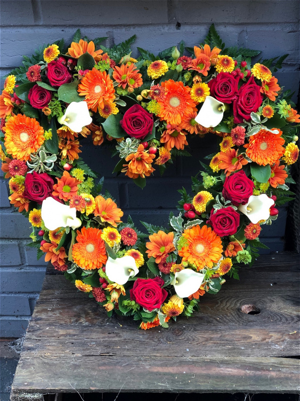 Funeral Flowers | Heart Tributes | Autumn Open Heart