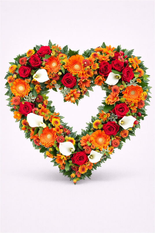 Funeral Flowers | Heart Tributes | Autumn Open Heart