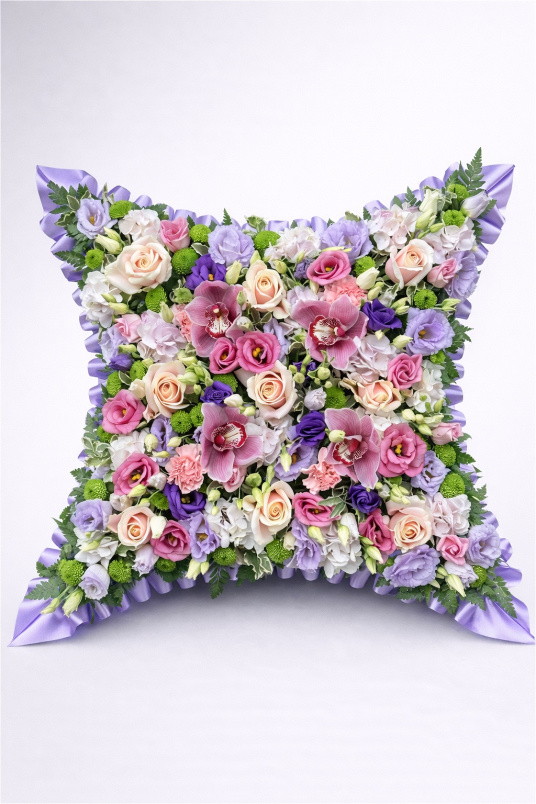 Funeral Flowers | Pillows & Cushions | Pink & Lilac Mixed Cushion
