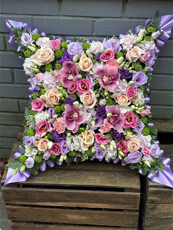 Funeral Flowers | Pillows & Cushions | Pink & Lilac Mixed Cushion