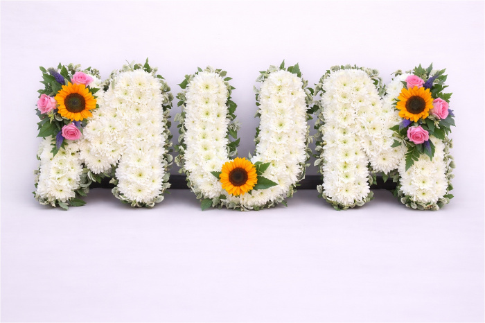 Funeral Flowers | Funeral Letters | MUM TRIBUTE Foliage Edged