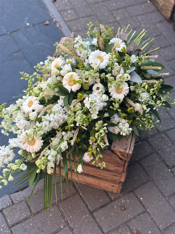 Casket Sprays | Funeral Flowers | Teardrop Sprays | Harvest Style Teardrop Spray