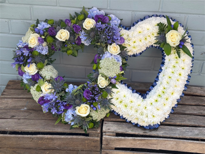 Funeral Flowers | Heart Tributes | Blue Entwined Hearts