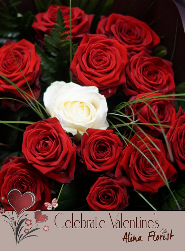 Valentine Flowers - Hand Tied Bouquet | Surrounded By Love Bouquet (16 Roses)