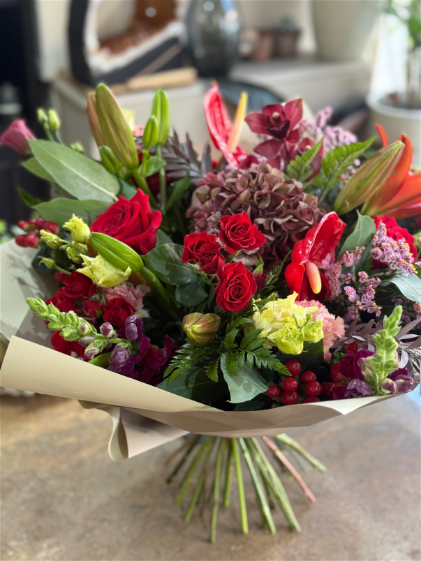 Christmas Flowers | Red Christmas Hand Tied Bouquet
