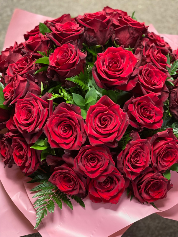 Valentine Flowers - Hand Tied Bouquet | Luxury Red Rose Bouquet (24)